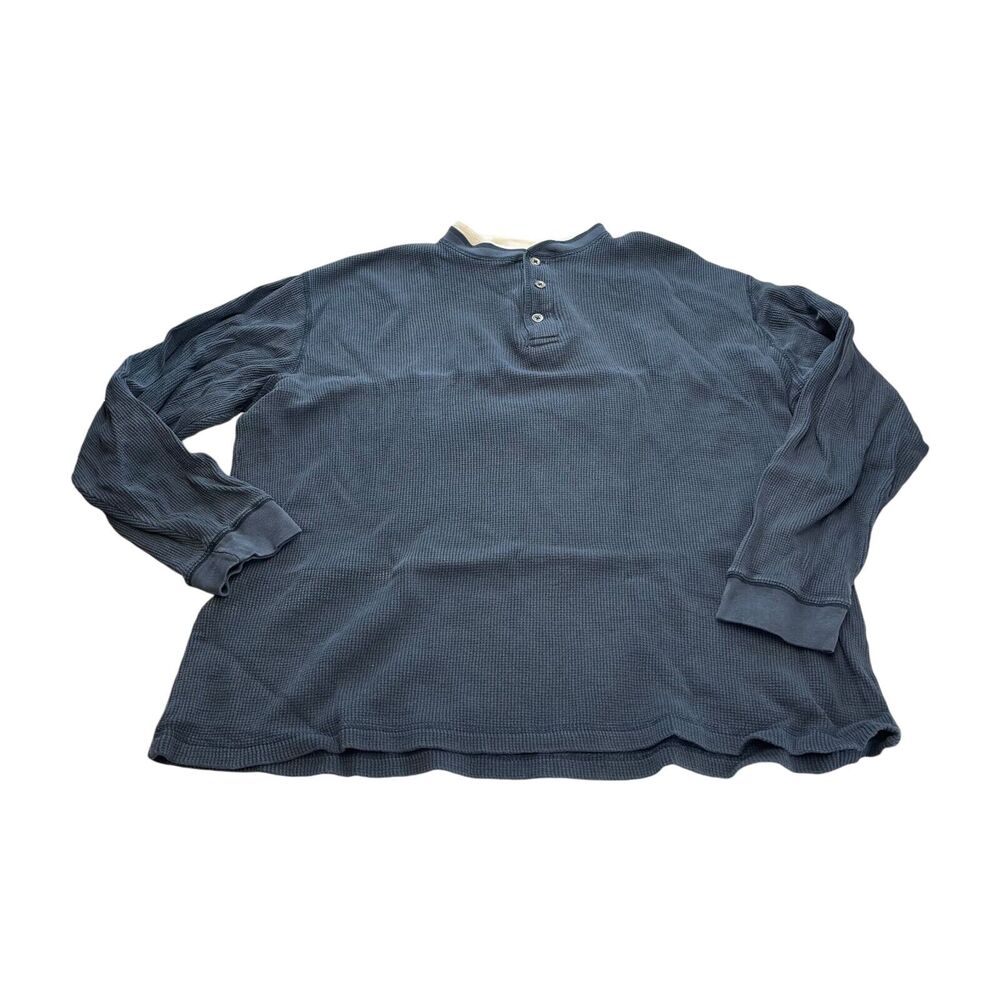 Reservoir World Wide Sweater Large Gray 100% Cotton Henley Neck Knit Long Sleeve